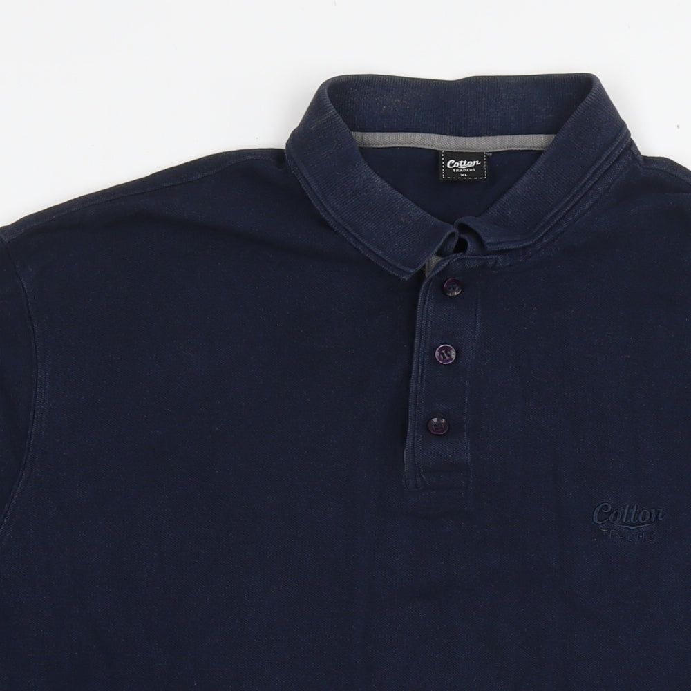 Cotton Traders Mens Blue Cotton Polo Size XL Collared Pullover