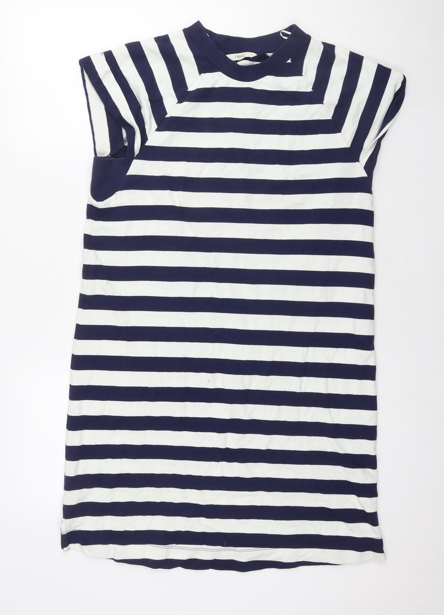 NEXT Womens Blue Striped Cotton T-Shirt Dress Size 12 Round Neck Pullover