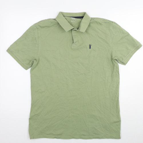 NEXT Mens Green Cotton Polo Size M Collared Pullover