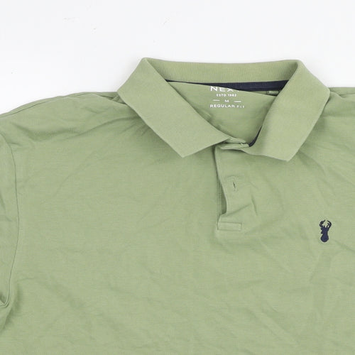 NEXT Mens Green Cotton Polo Size M Collared Pullover