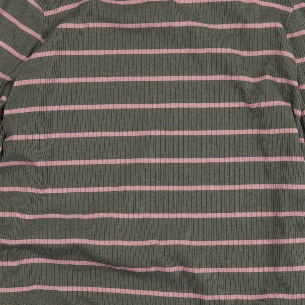 NEXT Womens Green Striped Polyester Jersey T-Shirt Size 20 Round Neck