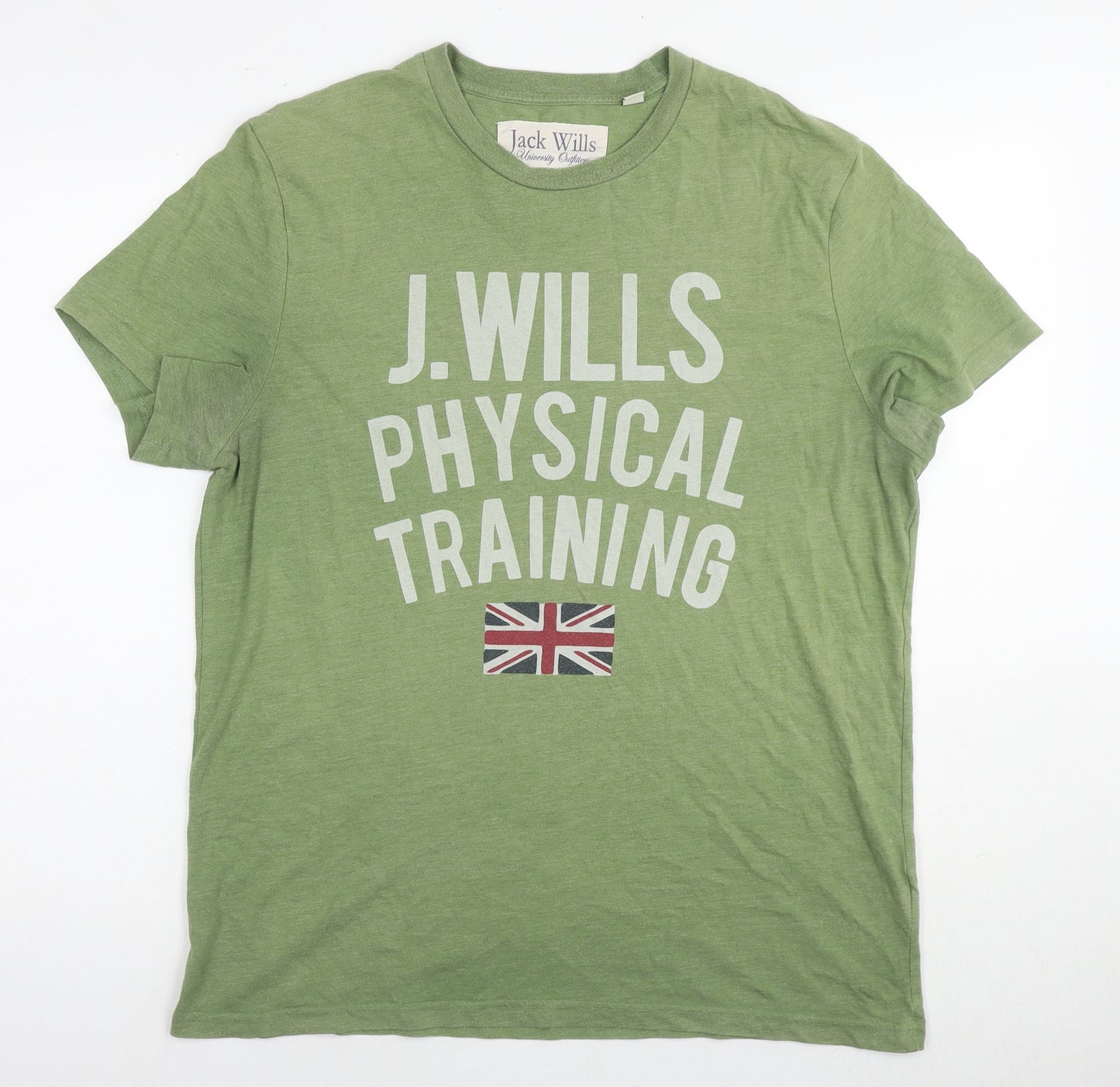 Jack Wills Mens Green Cotton T-Shirt Size L Round Neck - Physical Training