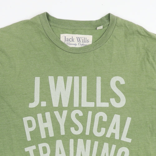 Jack Wills Mens Green Cotton T-Shirt Size L Round Neck - Physical Training