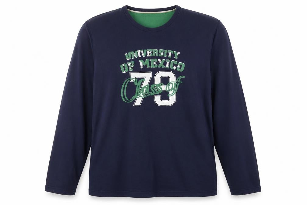 Front view of Next men’s blue cotton pullover sweatshirt, size XL, - mexico 79