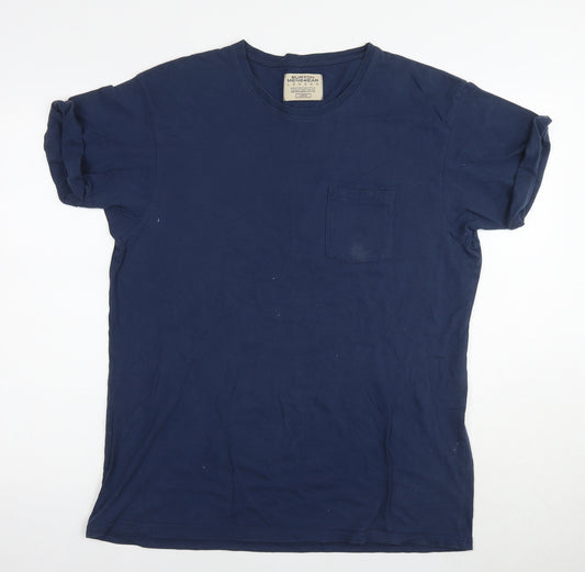 Burton Mens Blue Cotton T-Shirt Size L Round Neck