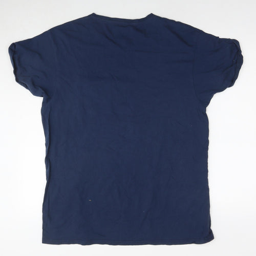 Burton Mens Blue Cotton T-Shirt Size L Round Neck