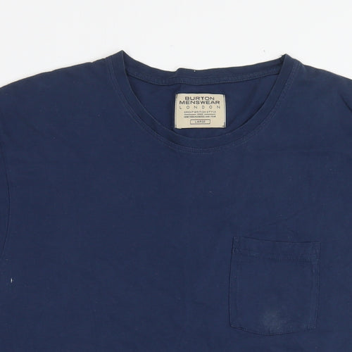 Burton Mens Blue Cotton T-Shirt Size L Round Neck