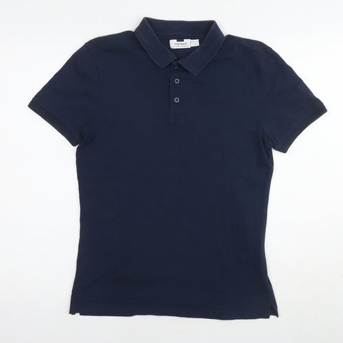 Topshop Mens Blue Cotton Polo Size S Collared Pullover