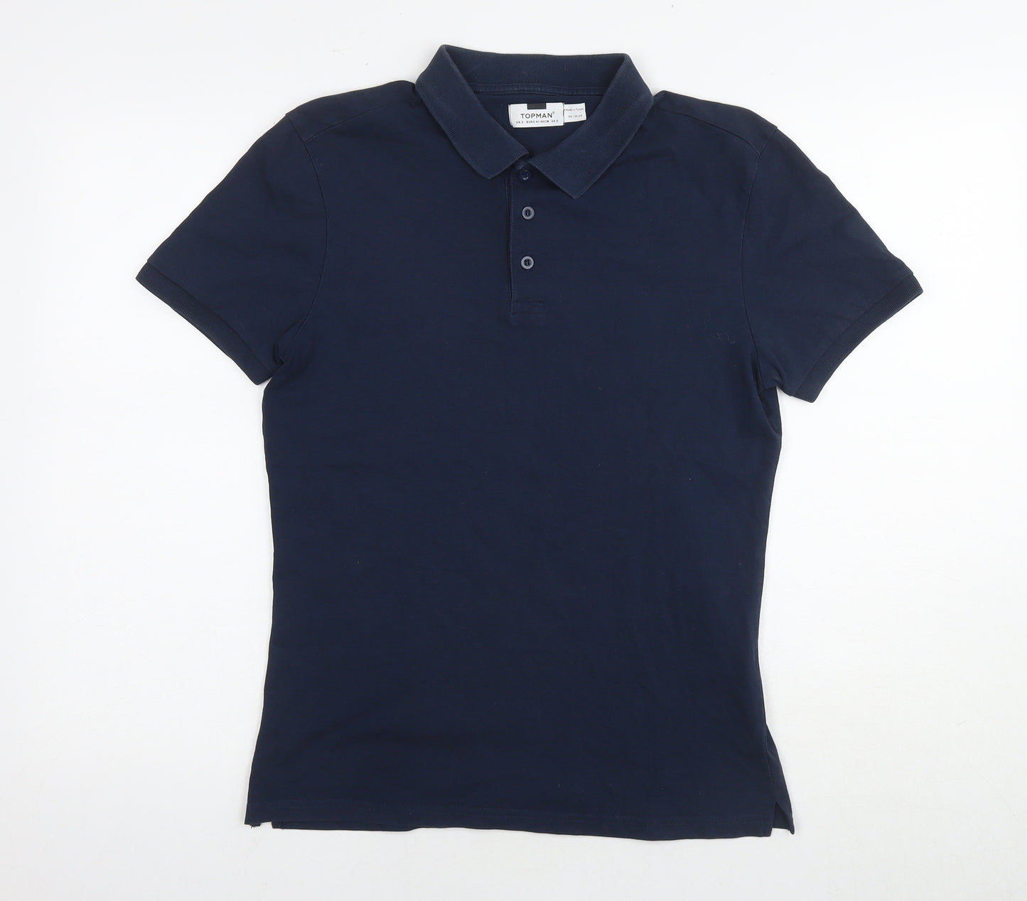 Topshop Mens Blue Cotton Polo Size S Collared Pullover