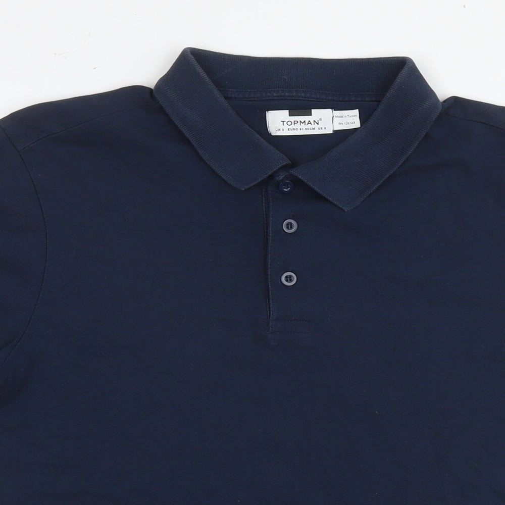 Topshop Mens Blue Cotton Polo Size S Collared Pullover