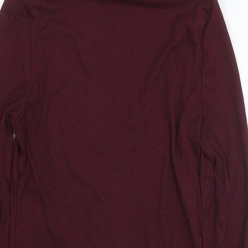 New Look Womens Red Polyester Jersey T-Shirt Size 10 Roll Neck