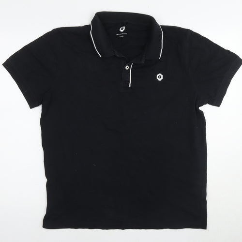 JACK & JONES Mens Black Cotton Polo Size XL Collared Pullover