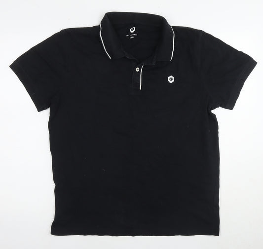 JACK & JONES Mens Black Cotton Polo Size XL Collared Pullover