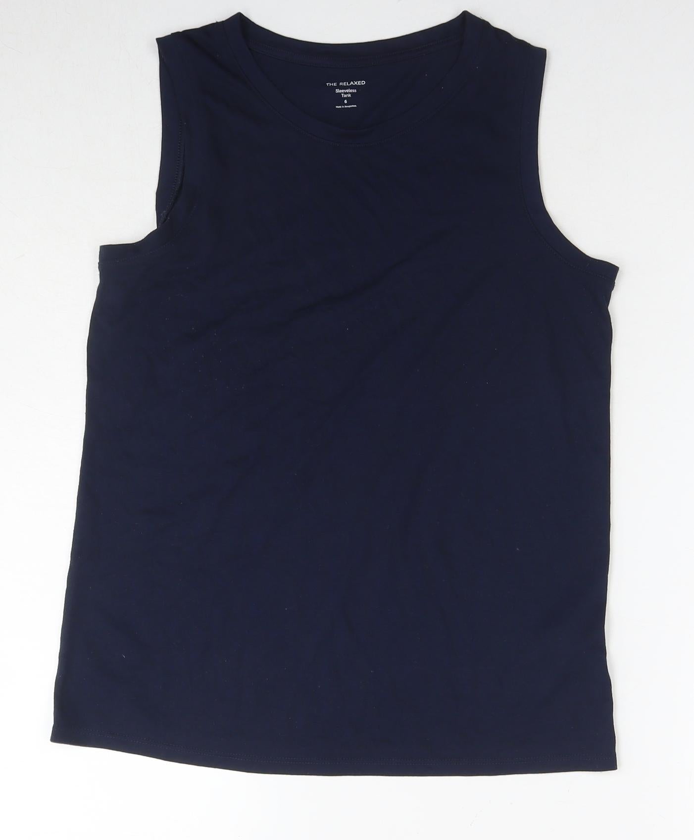 Marks and Spencer Womens Blue Polyester Basic Tank Size 6 Round Neck