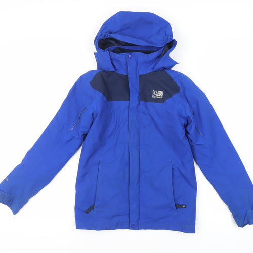 Karrimor Boys Blue Windbreaker Jacket Size 9-10 Years Zip - Technical Outdoors Waterproof Logo