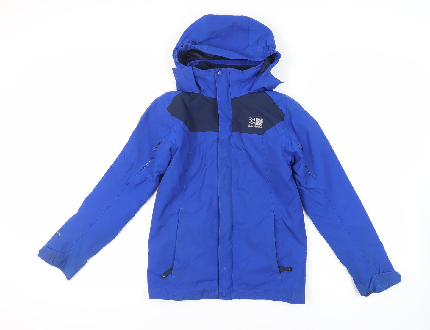 Karrimor Boys Blue Windbreaker Jacket Size 9-10 Years Zip - Technical Outdoors Waterproof Logo