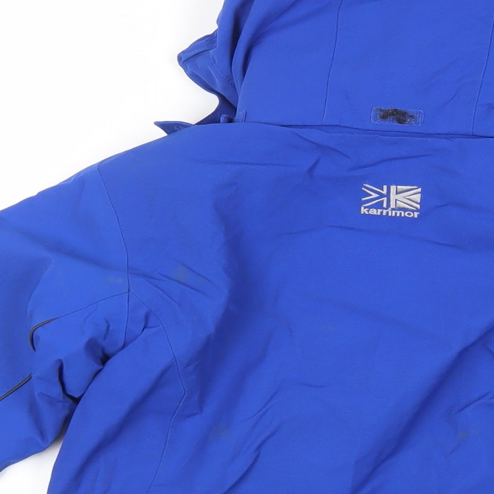 Karrimor Boys Blue Windbreaker Jacket Size 9-10 Years Zip - Technical Outdoors Waterproof Logo