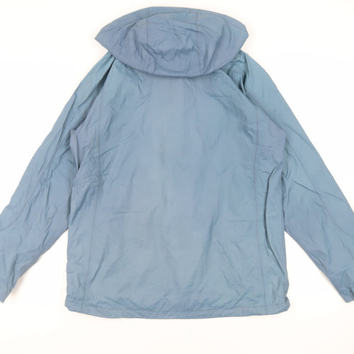 Berghaus Womens Blue Windbreaker Jacket Size 12 Zip - Lightweight Hooded Logo Water Resistant