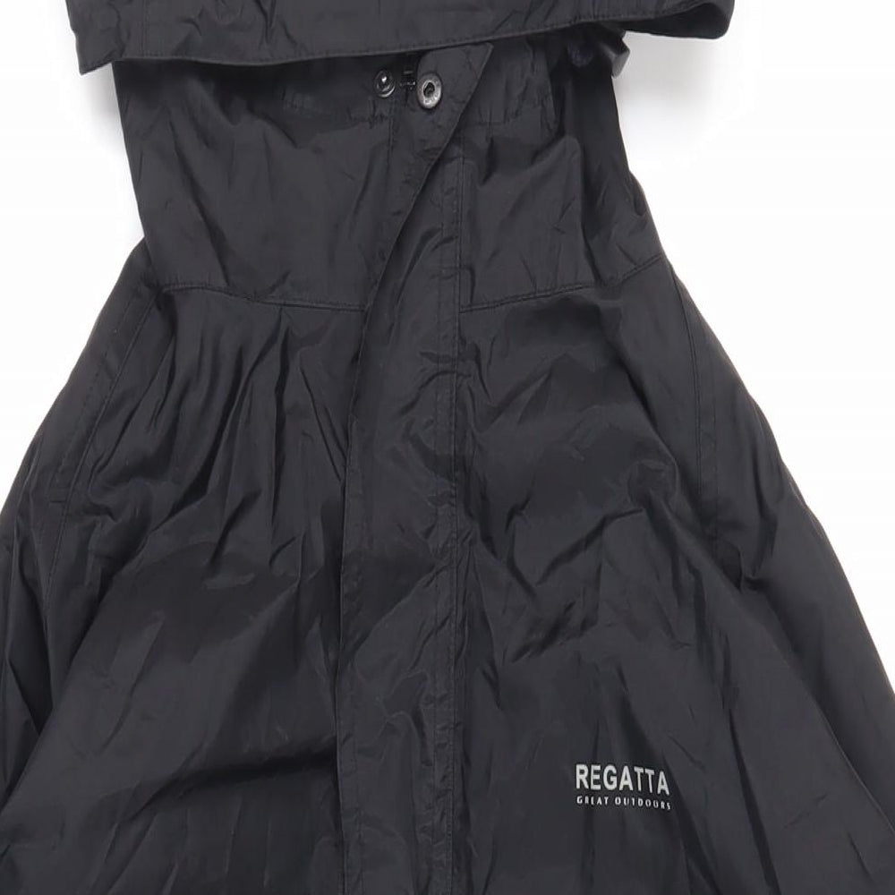 Regatta Mens Black Rain Coat Coat Size L Zip - Lightweight Water Resistant Logo