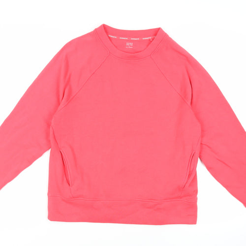 GOODMOVE Womens Pink Cotton Pullover Sweatshirt Size 10 Pullover - Pockets