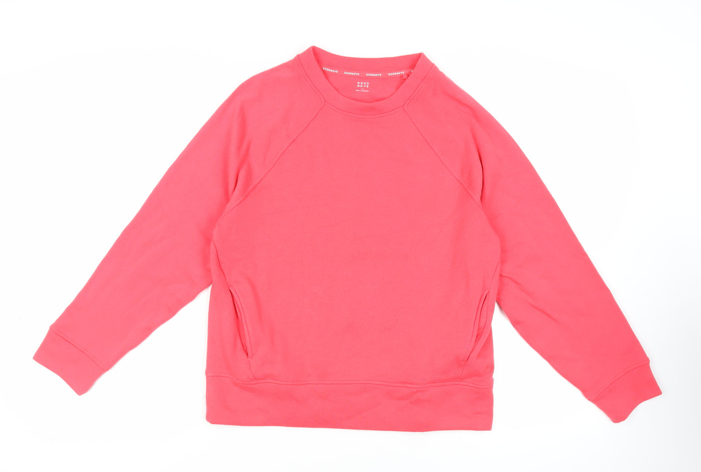 GOODMOVE Womens Pink Cotton Pullover Sweatshirt Size 10 Pullover - Pockets