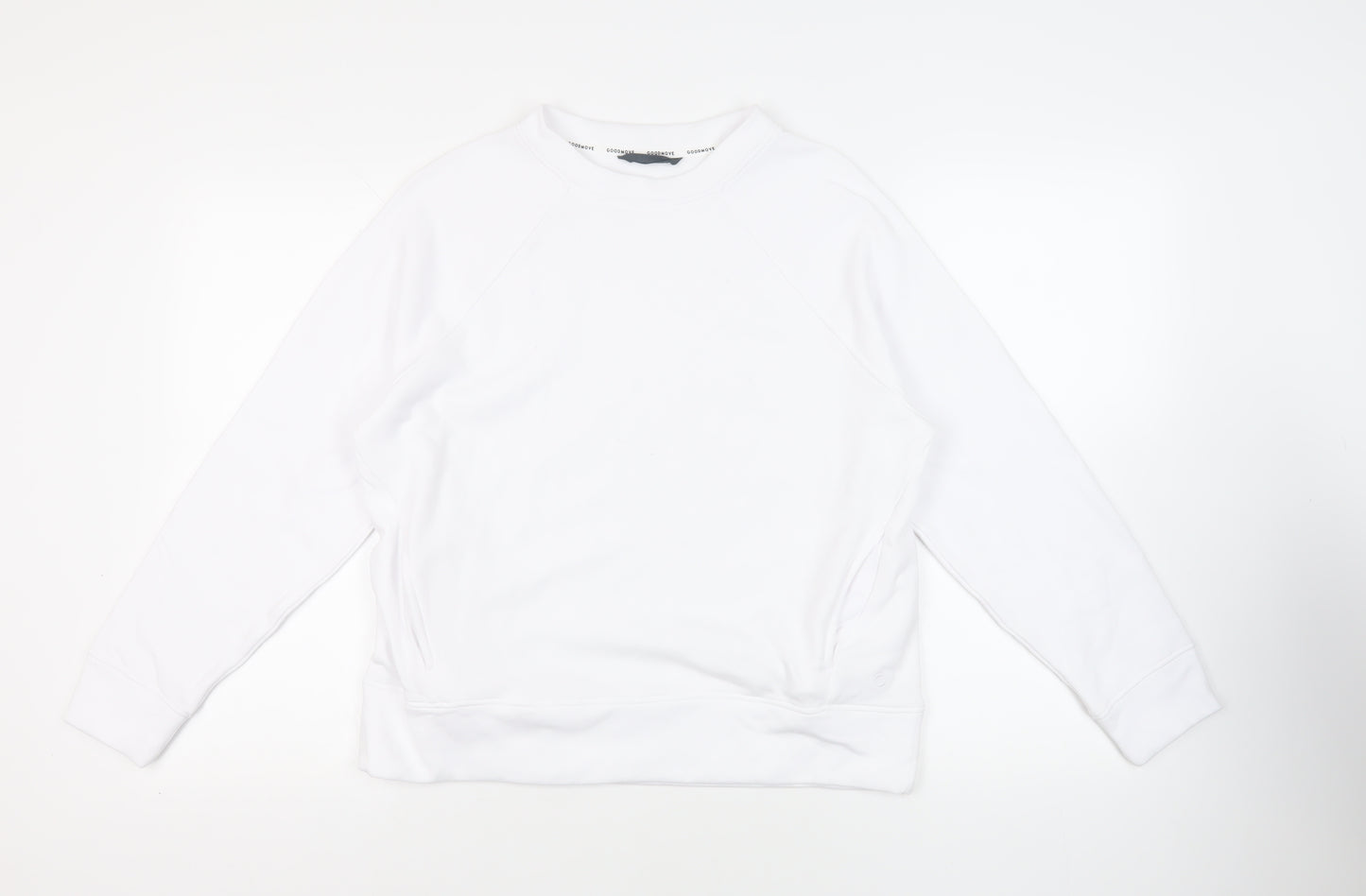 GOODMOVE Womens White Cotton Pullover Sweatshirt Size 12 Pullover - Pockets