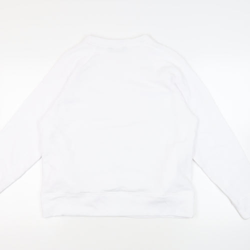 GOODMOVE Womens White Cotton Pullover Sweatshirt Size 12 Pullover - Pockets