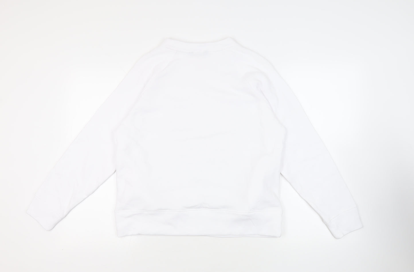 GOODMOVE Womens White Cotton Pullover Sweatshirt Size 12 Pullover - Pockets