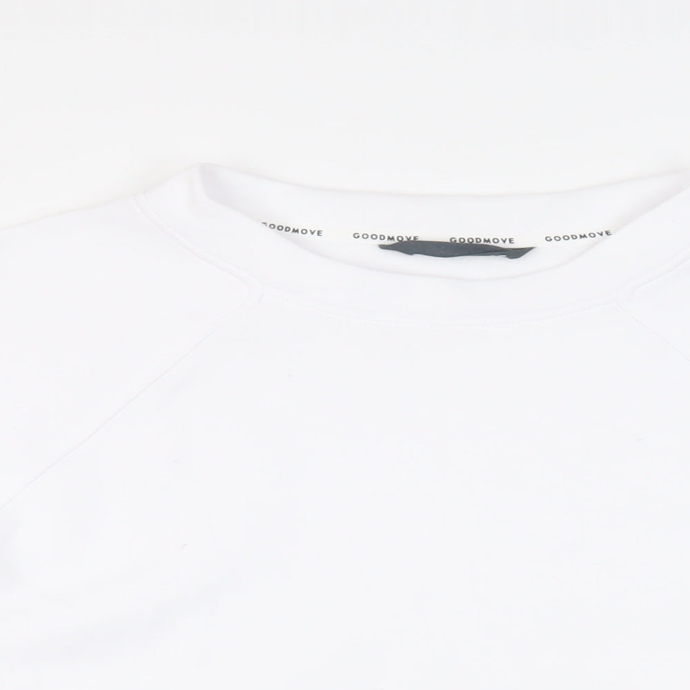 GOODMOVE Womens White Cotton Pullover Sweatshirt Size 12 Pullover - Pockets