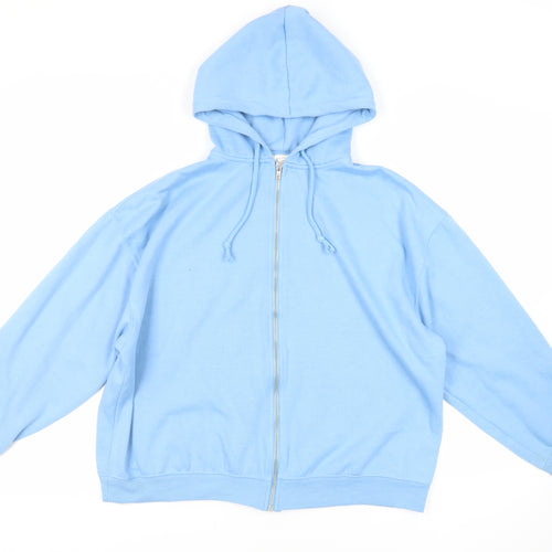 Topshop Womens Blue Cotton Full Zip Hoodie Size S Zip - Oversized