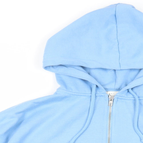 Topshop Womens Blue Cotton Full Zip Hoodie Size S Zip - Oversized