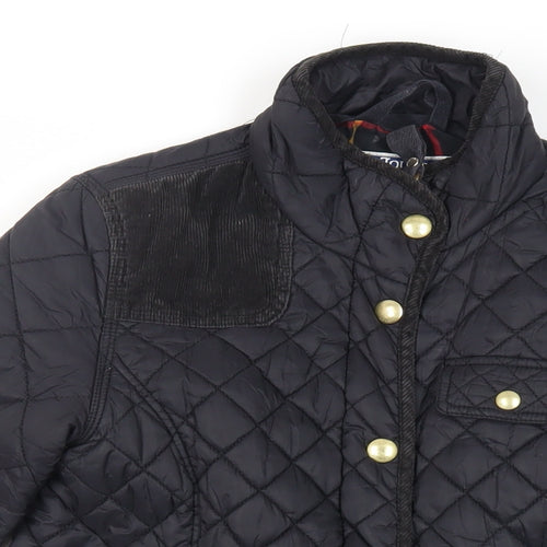 Joules Womens Black Quilted Jacket Size 10 Zip