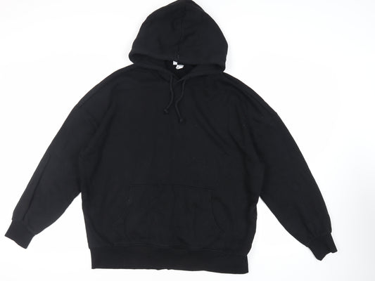 Divided by H&M Mens Black Cotton Pullover Hoodie Size L - Pockets