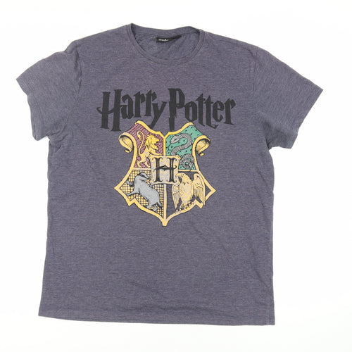 Harry Potter Mens Blue Cotton T-Shirt Size L Crew Neck