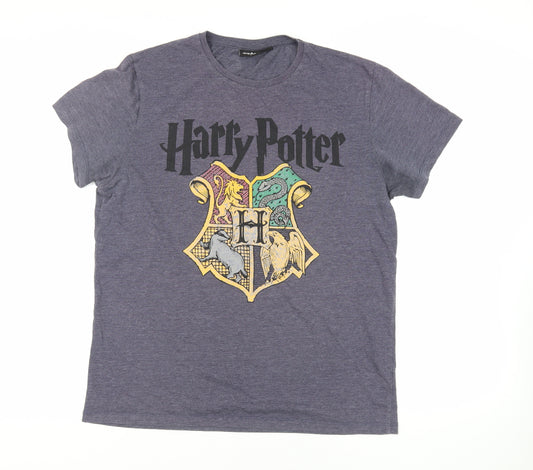 Harry Potter Mens Blue Cotton T-Shirt Size L Crew Neck