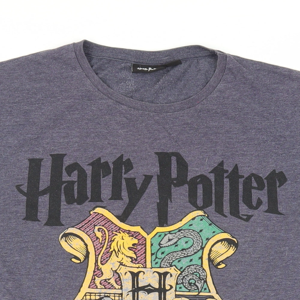 Harry Potter Mens Blue Cotton T-Shirt Size L Crew Neck