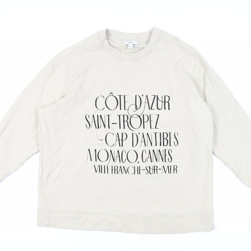 Marks and Spencer Womens Beige Cotton Pullover Sweatshirt Size L Pullover - French Slogan