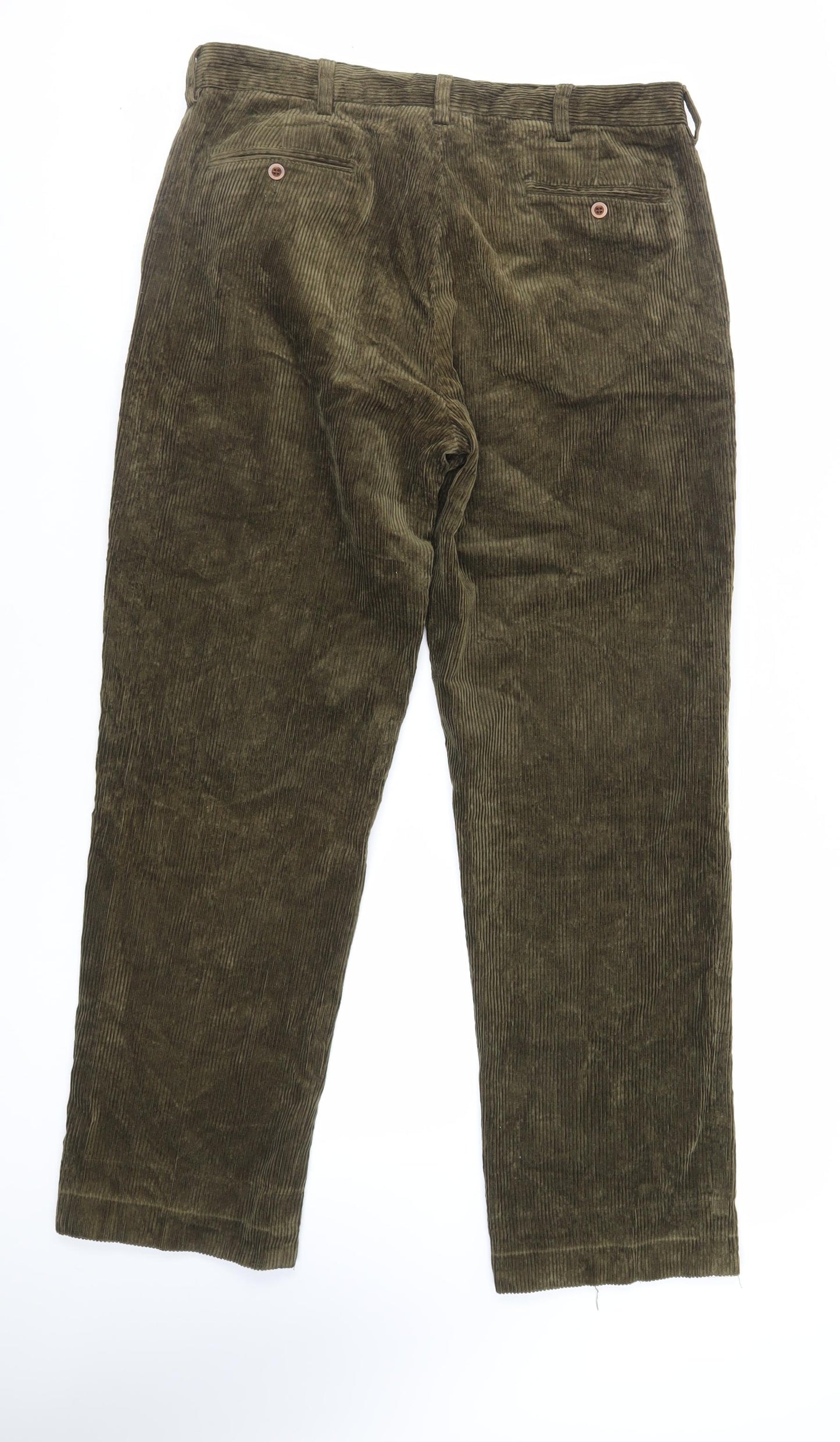 Polo Ralph Lauren Mens Green Cotton Trousers Size 35 in L30 in Regular Zip