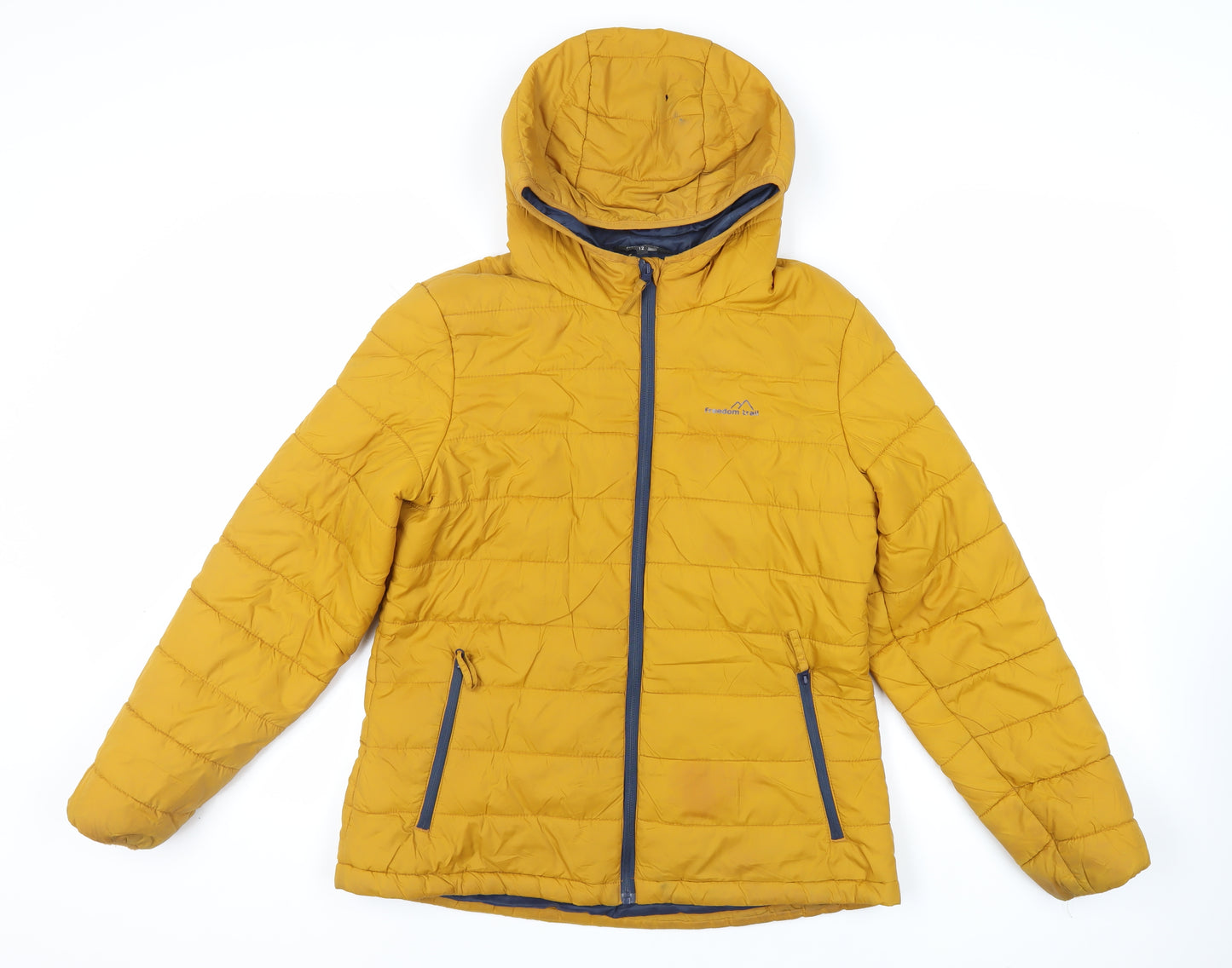 Freedom Trail Womens Yellow Jacket Size 12 Zip - Outdoors Logo Weathergear