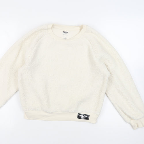 DKNY Girls Ivory Polyester Pullover Sweatshirt Size 12-13 Years Pullover - Logo