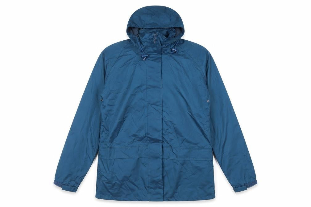 Highlander Mens Green Rain Coat Coat Size M Zip - Hooded Water Resistant