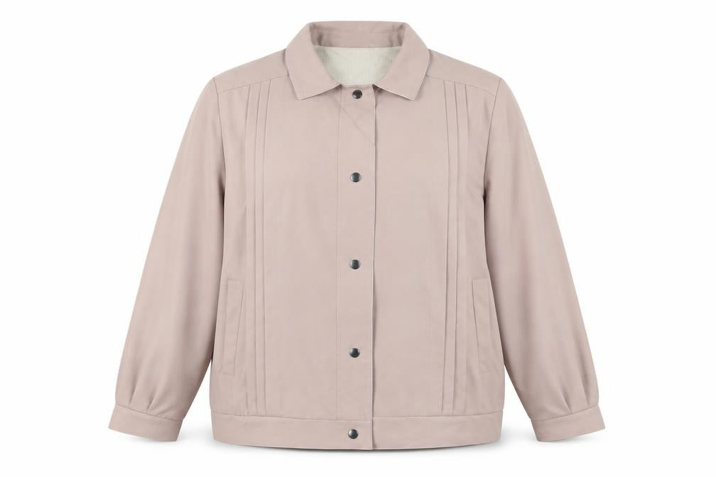 Front view of Scotchgard women’s pink jacket, size UK 18, snap - lightweight shower resistant