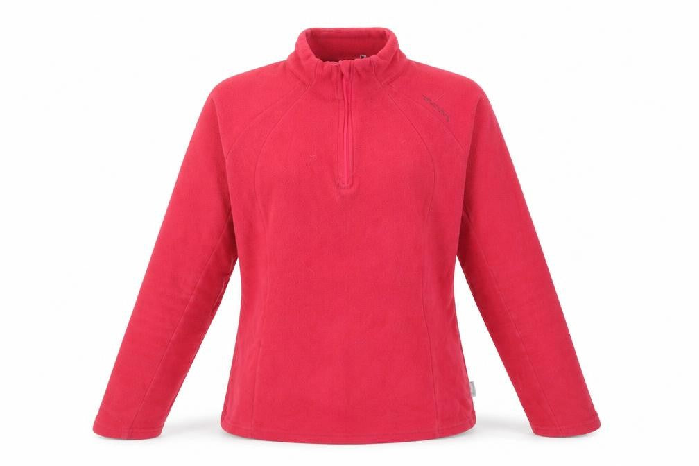 Front view of Oxylane women’s pink polyester pullover sweatshirt, size L, zip - logo