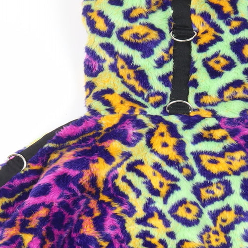 Club Exx Womens Multicoloured Animal Print Jacket Size M Zip - Hooded Faux Fur