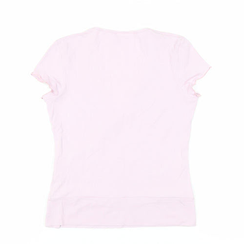 NEXT Womens Pink Viscose Basic T-Shirt Size 10 V-Neck - Lace Detail