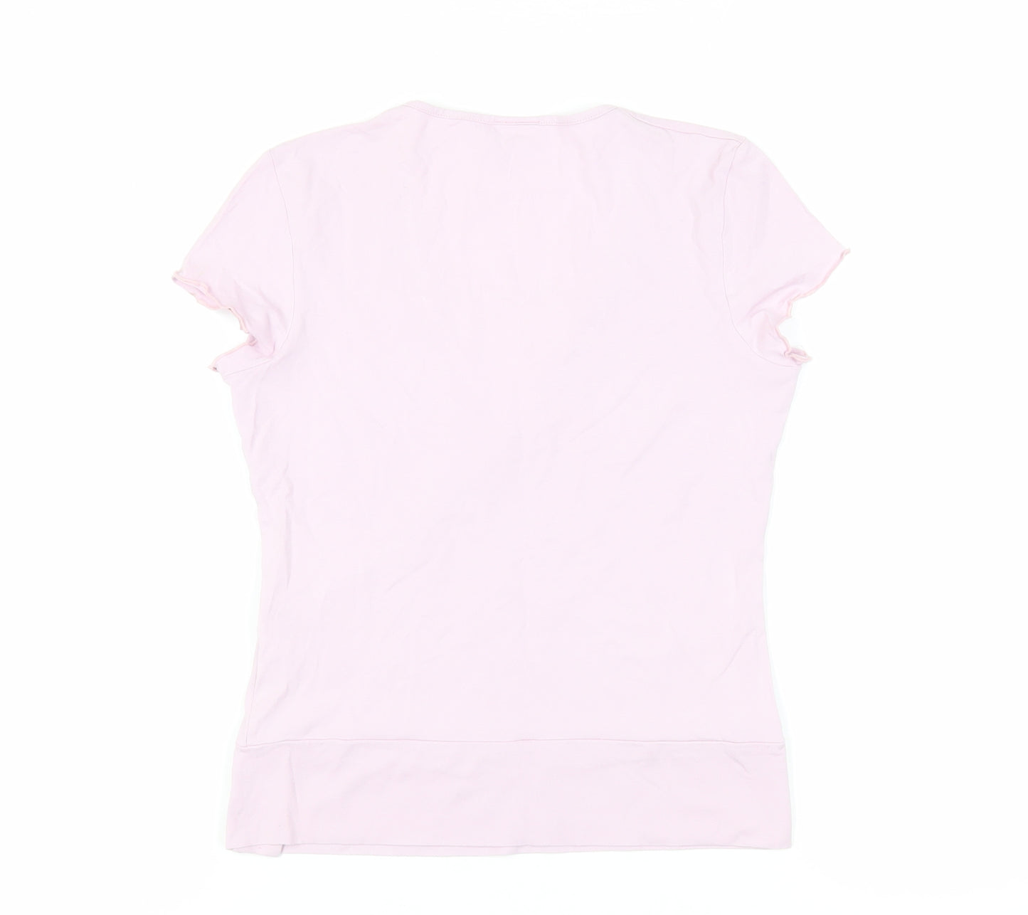 NEXT Womens Pink Viscose Basic T-Shirt Size 10 V-Neck - Lace Detail