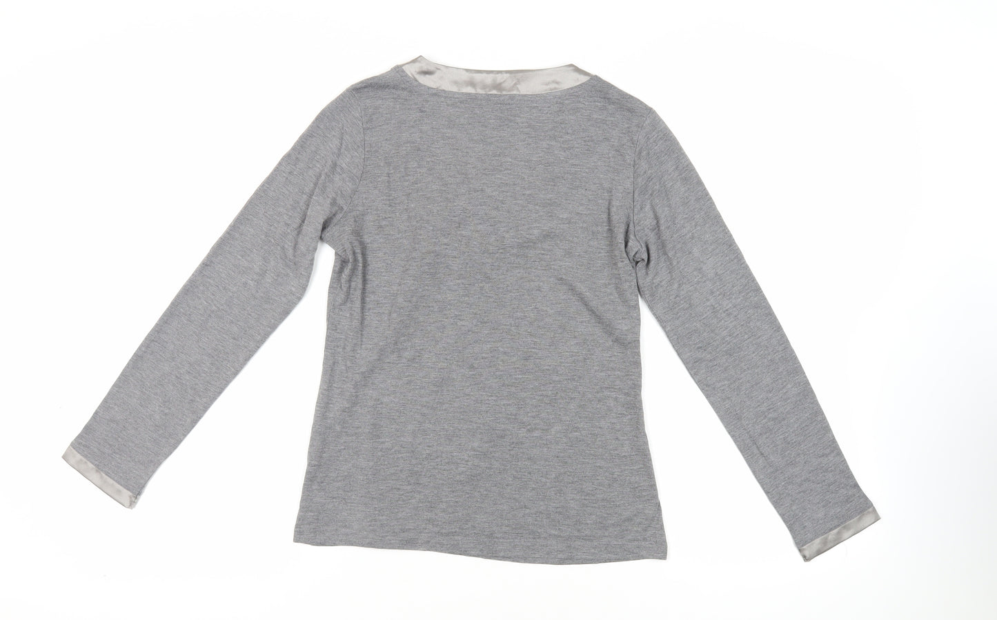 Per Una Womens Grey Polyester Basic T-Shirt Size 10 Round Neck - Neckline Detail