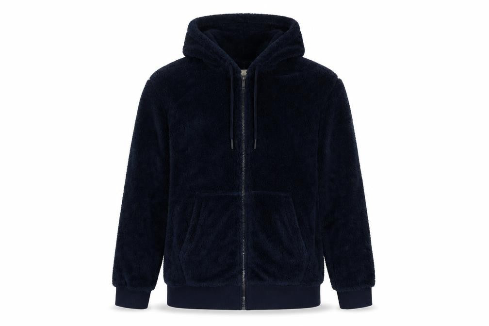 Front view of Marks & Spencer men’s blue jacket, size M, zip - pockets