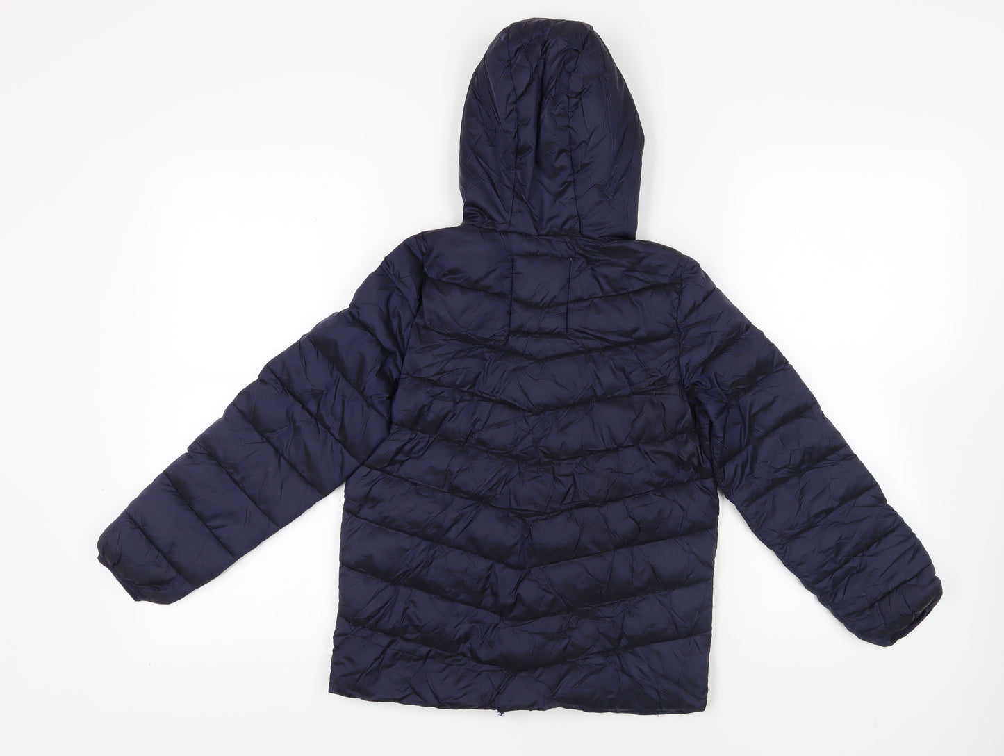 Marks and Spencer Boys Blue Quilted Jacket Size 9-10 Years Zip - Hooded Zipped Pockets