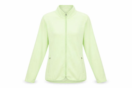 Front view of Marks & Spencer women’s green jacket, size UK 12, zip - zipped pockets